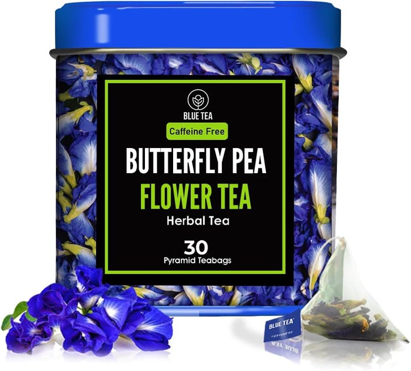 BLUE TEA Butterfly Pea Flower Herbal Tea - 30 Pyramid Bags - Image 1